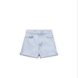 ZARATURNED UP MOM FIT DENIM SHORTS BLUE SIZE 2 6147/154/406